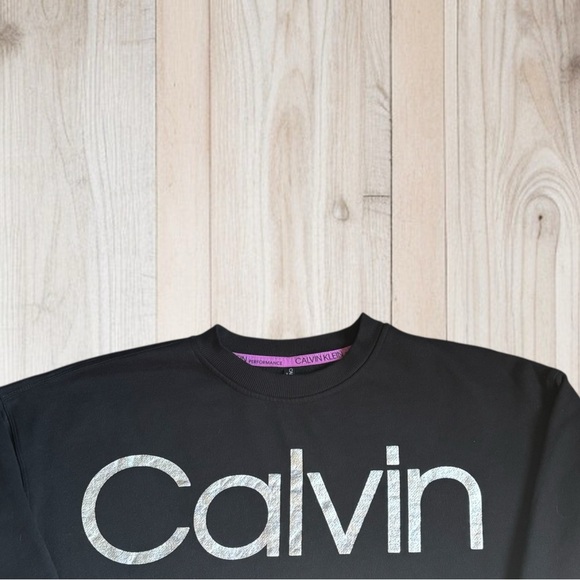 Calvin Klein Performance Cropped Fleece Sweatshirt Medium Athleisure Top - Picture 6 of 6